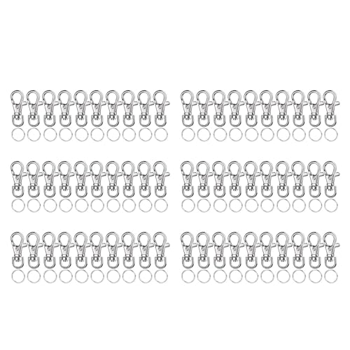 AGONEIR Karabinerhaken mit Karabinerhaken, 60/240 Stück, drehbar, mit Schlüsselringen, Karabinerverschlüsse, Metall, drehbar, Schlüsselanhänger-Haken für DIY-Schlüsselanhänger, Schlüsselband von AGONEIR