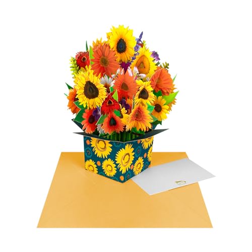 AGONEIR Kreativer Blumenstrauß, 3D-Grußkarte, Muttertag, Frauentag, Geschenk, Desktop-Blumendekoration, Karte, 3D-PopUp-Blumensträuße von AGONEIR
