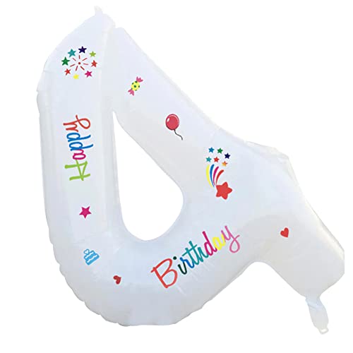 Ballon für Geburtstagsparty, Zahlenballon, weiß, Kindergeburtstag, Party-Dekoration, Aluminium-Ballon, Wanddekoration, Happy Birthday-Ballon von AGONEIR