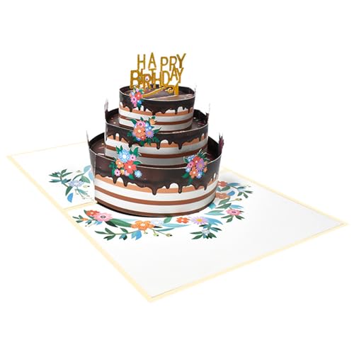 Fesselnde 3D-Kuchen-Geburtstagskarte, feine Handwerkskunst, zart und geeignet für Mädchen und Frauen, Festival-Geschenk, 3D von AGONEIR