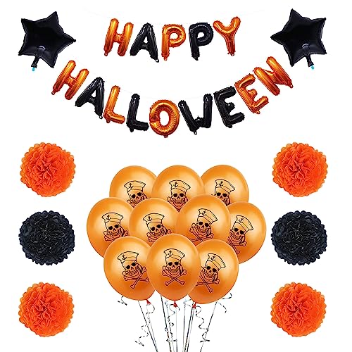 Multifunktionaler schwarz-oranger Luftballon "The Of Halloween, Neujahr, Hochzeit, Urlaub, Dekoration, Geschenk, Halloween, Latex-Ballon von AGONEIR