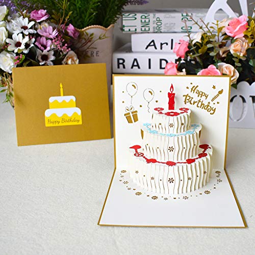 Papierkuchen 3D für Grußkarten für Happy Birthday Valentinstag Abschluss Hochzeitstag alle Anlässe Grußkarten Sortimentskasten Beileidsbox von AGONEIR