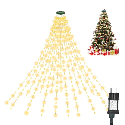 AGOTD Lichterkette Weihnachtsbaum Christbaumbeleuchtung mit Ring 2,5m 16 Girlanden 400 LEDs, LED Weihnachtsbeleuchtung Innen, Christbaum Tannenbaum Lichterkette 8 Modi Warmweiß AGOTD Lichterkette Weihnachtsbaum Christbaumbeleuchtung mit Ring 2,5m 16 Girlanden 400 LEDs, LED Weihnachtsbeleuchtung Innen, Christbaum Tannenbaum Lichterkette 8 Modi Warmweiß von AGOTD