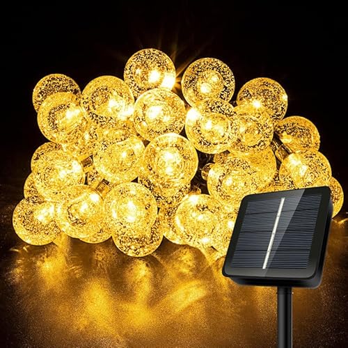 Solar Lichterkette Außen, AGOTD 6M 40LED Lichterkette Aussen 8 Modi Kristall Kugeln Lichterkette Wasserdicht Outdoor Deko Lichterkette für Garten, Balkon, Terrasse, Hochzeit, Partys (Warmweiß) von AGOTD