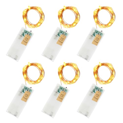 LED Lichterkette Batterie mit Timer, 6er Pack 3M 30LEDs Micro Kupferdraht Lichterkette Innen Batteriebetrieben, Lichterketten Dekoration für Party, Garten, Weihnachten, Hochzeit (Warmweiß) von AGOTD