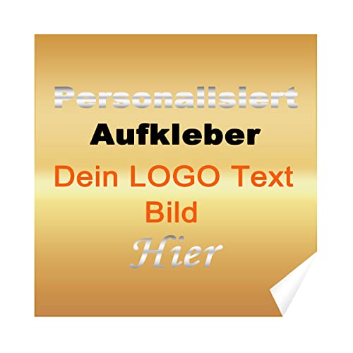 Personalisierte Aufkleber Individuell Etiketten Kleinbetrieb Wasserdicht Text Logo Bild (100, 10x10cm Platz) von AGOWOO