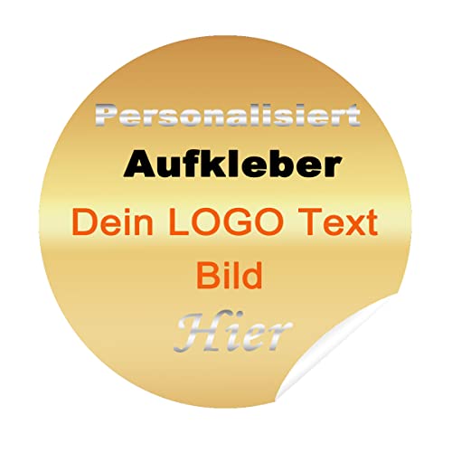 Personalisierte Aufkleber Individuell Etiketten Kleinbetrieb Wasserdicht Text Logo Bild (100, 5x5cm Runden) von AGOWOO
