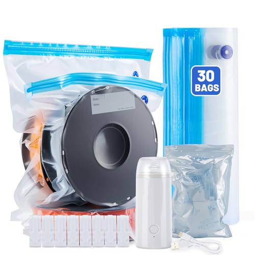 AGPTEK 3D Filament Aufbewahrung (30er Pack) – 30x34 & 33x38 cm Vakuum-Set mit Elektropumpe & Trockenmitteln von AGPTEK