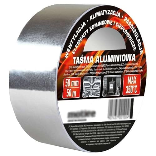 AGROHIT 1x 350°C Alu Aluband Aluminium Klebeband selbstklebend Kleberolle 50mm/25m oder 50mm/50m (50mm/50m) von AGROHIT