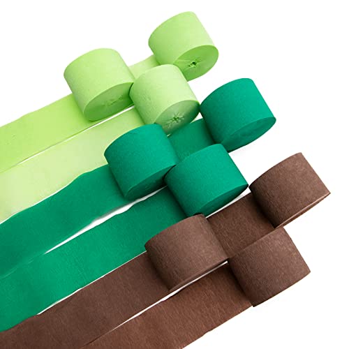 Krepppapier-Luftschlangen, 9 Rollen, 225 m, Krepppapier-Dekorationen für Dinosaurier-Geburtstagsparty, natürliches Thema oder grüne Party (Dschungelgrün-Kombination) von AGROKO