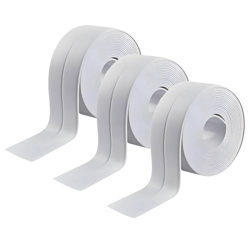AGSYFFD ​2 Rollen Selbstklebendes Dichtungsband Wasserdicht 38cm x 3.2m - für Küche, Badezimmer, Dusche & Wandecken | Verhindert Feuchtigkeit & Schimmelbildung | Grau PVC-Klebeband von AGSYFFD