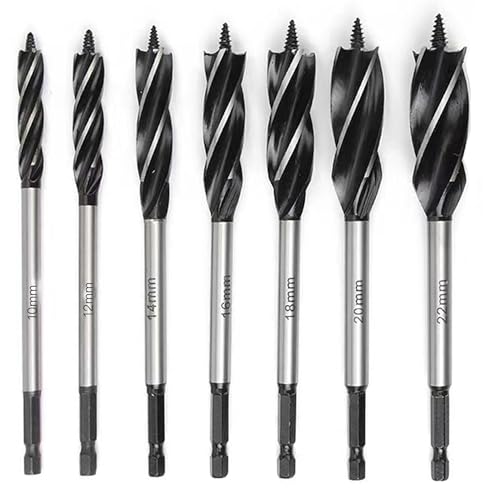 AGSYFFD 7 Stück Holzbohrer Bohrer Set,Holzbohrer Kohlenstoffreich Stahl Schnellschnitt,Mit 1/4 Zoll Sechskantschaft Holzarbeiten Schlangenbohrer inkl 10 mm, 12 mm, 14 mm, 16 mm, 18 mm, 20 mm, 22 mm AGSYFFD 7 Stück Holzbohrer Bohrer Set,Holzbohrer Kohlenstoffreich Stahl Schnellschnitt,Mit 1/4 Zoll Sechskantschaft Holzarbeiten Schlangenbohrer inkl 10 mm, 12 mm, 14 mm, 16 mm, 18 mm, 20 mm, 22 mm von AGSYFFD