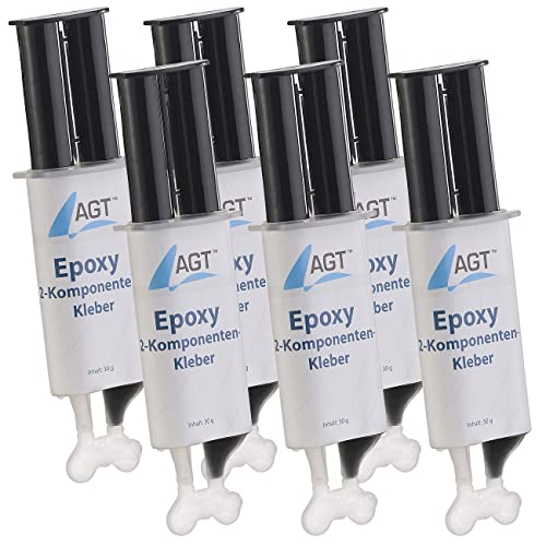 AGT Kleber für Styropore: Epoxy 2-Komponenten-Kleber, hohe Belastbarkeit: 23 N/mm², 6er-Pack (Epoxidharz 2-Komponenten, 2 Metall Beton, Schuhe) von AGT
