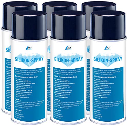 AGT Spray: 6er-Set Silikonspray, je 400 ml (Siliconespray, Silikon-Spray-Dose, Dichtung) von AGT