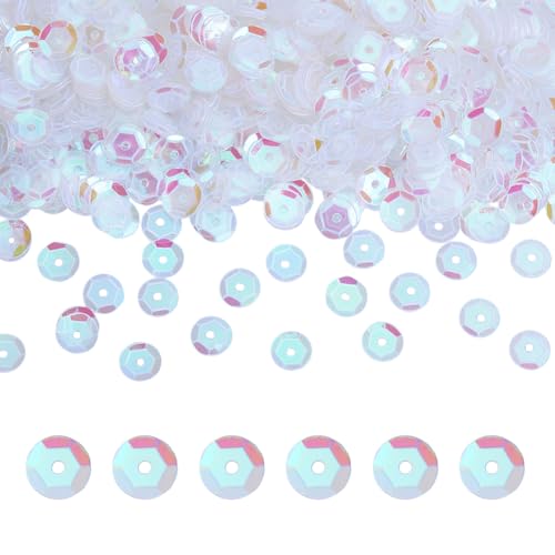 AHADERMAKER 3600 Stück Schillernde Lose Pailletten 6mm Große Transparente Mit Pailletten Verzierte Anhänger UV Beschichtete Acryl Pailletten Für Hochzeitskunst DIY Bastelarbeiten von AHANDMAKER