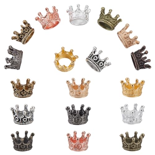 AHADERMAKER 90 Stück Königskronen-Abstandshalter, 9 Farben, tibetischer Stil, Legierung, Königskronen-Perlen, großes Loch, Metall-Anhänger, Verbindungsperlen für Armbänder, Halsketten, Ohrringe AHADERMAKER 90 Stück Königskronen-Abstandshalter, 9 Farben, tibetischer Stil, Legierung, Königskronen-Perlen, großes Loch, Metall-Anhänger, Verbindungsperlen für Armbänder, Halsketten, Ohrringe von AHANDMAKER