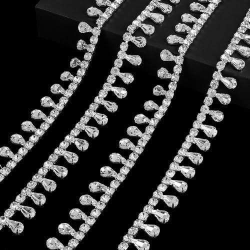 AHANDMAKER 1 Yard Strassbesatz Kristall Schärpen Applikationen 17mm Große Strass Applikation In Tropfenform Zum Nähen Verzierungen Ideal Zum Basteln von Kleidern Hochzeitsfeiern von AHANDMAKER