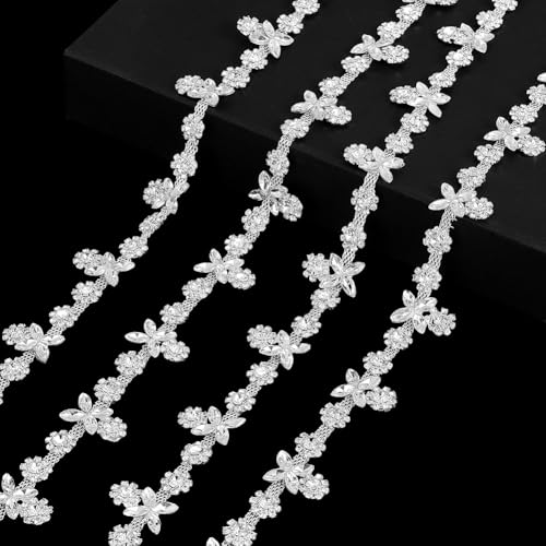 AHANDMAKER 1 Yard Strassbesatz Kristall Schärpen Applikationen 21mm Klare Blumen Strass Applikation Zum Nähen Verzierungen Ideal Zum Basteln von Kleidern Hochzeitsfeiern von AHANDMAKER