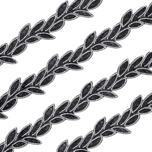 AHANDMAKER 1.8 m Spitzenbesatz Aus Polyester In Blattform Mit Strasssteinen Pailletten Perlenband 5cm Schwarz Gurtband Patches Zubehör Aufnäher Zum Aufnähen von Kleidungsdekorationen AHANDMAKER 1.8 m Spitzenbesatz Aus Polyester In Blattform Mit Strasssteinen Pailletten Perlenband 5cm Schwarz Gurtband Patches Zubehör Aufnäher Zum Aufnähen von Kleidungsdekorationen von AHANDMAKER