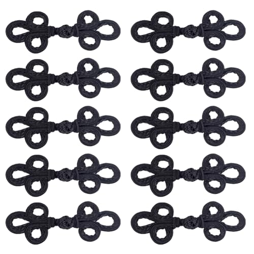 AHANDMAKER 10 Paar Chinesische Knoten Froschknöpfe Verschlussknoten Nähknöpfe Befestigungselemente Für DIY Pullover Umhänge Mäntel Schals Strickjacken Und Kostüm Outfits Schwarz von AHANDMAKER