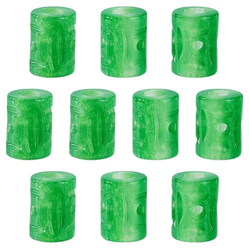 AHANDMAKER 10 Stück Naturjade Steinperlen Mit Großem Loch Hohle Säulen Edelstein Abstandsperlen Naturstein Lose Perlen Für Die Herstellung von DIY Schmuck Halsketten Und Armbändern von AHANDMAKER