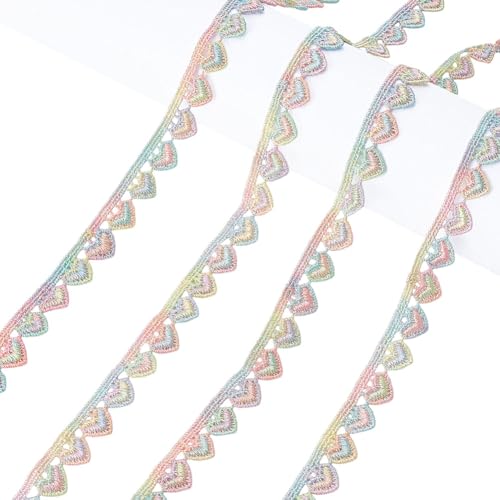 AHANDMAKER 10 Yards Bunter Spitzenbesatz Mit Herzen 3/8" Breites Spitzenband Mit Herzstickerei Metallic Stoffbesatz Kantenbesätze Zum Nähen Basteln Geschenkverpackung Vorhang Taschen Dekor AHANDMAKER 10 Yards Bunter Spitzenbesatz Mit Herzen 3/8" Breites Spitzenband Mit Herzstickerei Metallic Stoffbesatz Kantenbesätze Zum Nähen Basteln Geschenkverpackung Vorhang Taschen Dekor von AHANDMAKER
