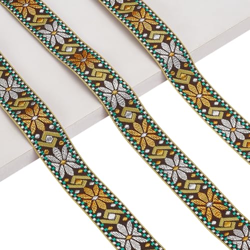 AHANDMAKER 10 Yards Floral Gewebte Borte Boho Band Spitzenbesatz 1 Zoll Vintage Jacquardband Besticktes Ethnisches Gewebtes Band Zum Nähen von Bastel Und Kleidungszubehör Dunkelgolden AHANDMAKER 10 Yards Floral Gewebte Borte Boho Band Spitzenbesatz 1 Zoll Vintage Jacquardband Besticktes Ethnisches Gewebtes Band Zum Nähen von Bastel Und Kleidungszubehör Dunkelgolden von AHANDMAKER