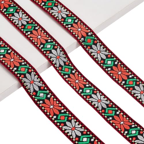 AHANDMAKER 10 Yards Florales Gewebtes Band Boho Band Spitzenbesatz 1 Zoll Breit Vintage Jacquardband Ethnisches Gewebtes Band Zum Nähen Basteln DIY Kleidungszubehör Orange Rot AHANDMAKER 10 Yards Florales Gewebtes Band Boho Band Spitzenbesatz 1 Zoll Breit Vintage Jacquardband Ethnisches Gewebtes Band Zum Nähen Basteln DIY Kleidungszubehör Orange Rot von AHANDMAKER