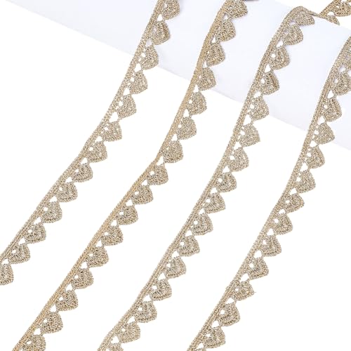 AHANDMAKER 10 Yards Goldfarbene Herz-Spitzenborte 3/8" Breites Spitzenband Mit Herzstickerei Metallic Stoffbesatz Kantenbesätze Zum Nähen Basteln Geschenkverpackung Vorhang Taschen Dekor AHANDMAKER 10 Yards Goldfarbene Herz-Spitzenborte 3/8" Breites Spitzenband Mit Herzstickerei Metallic Stoffbesatz Kantenbesätze Zum Nähen Basteln Geschenkverpackung Vorhang Taschen Dekor von AHANDMAKER