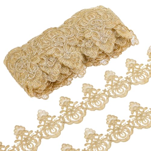 AHANDMAKER 10 Yards Pailletten Gold Spitzenbesatz Perlenband Polyester Blumenstickerei Spitzenband Vintage Kantenbesätze Zum Nähen von Kleidung Hochzeitsdekor AHANDMAKER 10 Yards Pailletten Gold Spitzenbesatz Perlenband Polyester Blumenstickerei Spitzenband Vintage Kantenbesätze Zum Nähen von Kleidung Hochzeitsdekor von AHANDMAKER