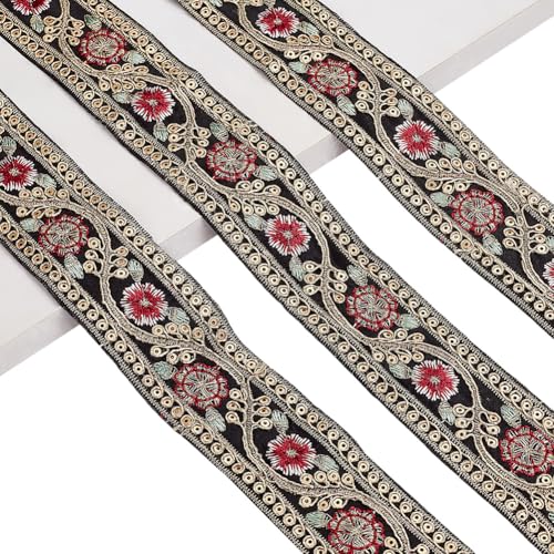 AHANDMAKER 10 Yards Schwarzes Jacquardband 1.57 Zoll Breite Stickerei Paillettenbänder Blumenmuster Gewebte Borte Jacquardband Im Ethnischen Stil Glitzerndes Metallicband AHANDMAKER 10 Yards Schwarzes Jacquardband 1.57 Zoll Breite Stickerei Paillettenbänder Blumenmuster Gewebte Borte Jacquardband Im Ethnischen Stil Glitzerndes Metallicband von AHANDMAKER