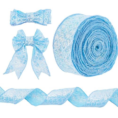 AHANDMAKER 10.9 Yards Glitzerdrahtband 2.68 Zoll Hellhimmelblaues Paillettenband Mit Fischschuppen Dekorativer Besatz Aus Pailletten Und Glitzer Für Girlanden Kränze Schleifen Geschenkverpackungen AHANDMAKER 10.9 Yards Glitzerdrahtband 2.68 Zoll Hellhimmelblaues Paillettenband Mit Fischschuppen Dekorativer Besatz Aus Pailletten Und Glitzer Für Girlanden Kränze Schleifen Geschenkverpackungen von AHANDMAKER