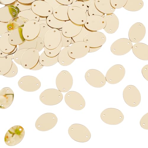 AHANDMAKER 100 Stück Spiegelperlen Zum Aufnähen Auf Acrylspiegel Oval Flache Rückseite Goldfarbene Verspiegelte Strasssteine Mosaikfliesen Für Kostüm Kleidungszubehör 19x14x0.8mm von AHANDMAKER