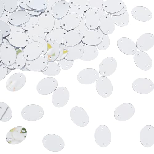 AHANDMAKER 100 Stück Spiegelperlen Zum Aufnähen Auf Acrylspiegel Oval Flache Rückseite Silberfarbene Verspiegelte Strasssteine Mosaikfliesen Für Kostüm Kleidungszubehör 19x14x0.8mm von AHANDMAKER