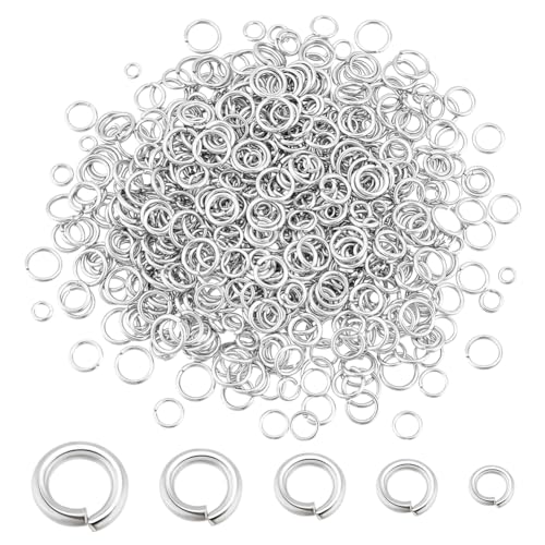 AHANDMAKER 1000 Stück Offene Biegeringe, 5 Stile, Biegeringe Aus Edelstahl, Biegeringe, Sprungschlaufen, Öffner, Spaltringe Für Die Schmuckherstellung, Halsketten, Schlüsselanhänger, 2.5~6 mm AHANDMAKER 1000 Stück Offene Biegeringe, 5 Stile, Biegeringe Aus Edelstahl, Biegeringe, Sprungschlaufen, Öffner, Spaltringe Für Die Schmuckherstellung, Halsketten, Schlüsselanhänger, 2.5~6 mm von AHANDMAKER