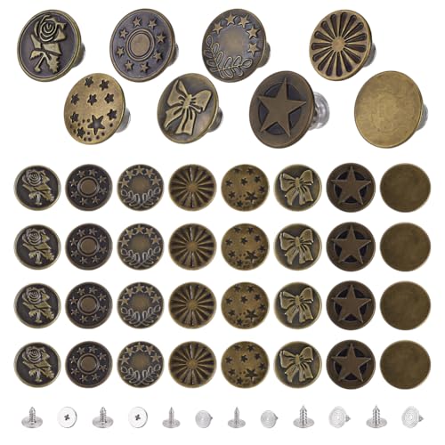AHANDMAKER 112 Sets Metallknöpfe Ersatz Set 17mm Kein Nähen Jean Ersatz Reparatur Set 8 Styles Jeansknopf Für Weite Jeans Einstellbarer Knopfspanner AHANDMAKER 112 Sets Metallknöpfe Ersatz Set 17mm Kein Nähen Jean Ersatz Reparatur Set 8 Styles Jeansknopf Für Weite Jeans Einstellbarer Knopfspanner von AHANDMAKER