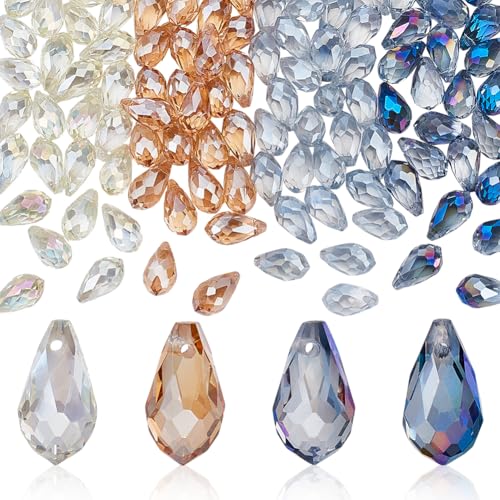 AHANDMAKER 116 Stück 4 Farben ab Kristallperlen In Tropfenform Transparent Facettiert Tropfenform Wassertropfen Glasperle Zur Schmuckherstellung Windspiele Armbänder Halsketten Geschenke AHANDMAKER 116 Stück 4 Farben ab Kristallperlen In Tropfenform Transparent Facettiert Tropfenform Wassertropfen Glasperle Zur Schmuckherstellung Windspiele Armbänder Halsketten Geschenke von AHANDMAKER
