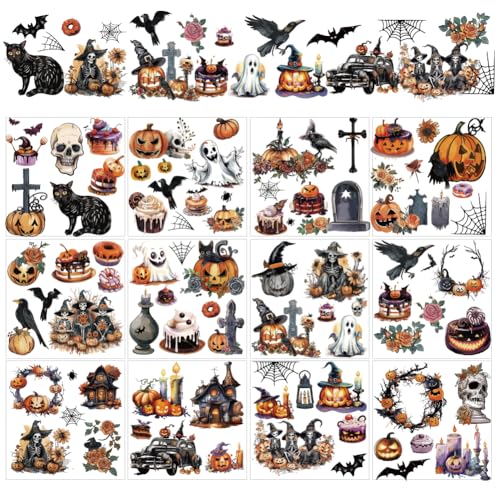 AHANDMAKER 12 Blatt Abziehbilder Zum Aufreiben Mit Halloween Motiv Zum Basteln. Kürbis Aufkleber Totenkopf Geistertransfers Halloween Fledermaus Schwarze Katze Aufkleber Für Wohndekoration AHANDMAKER 12 Blatt Abziehbilder Zum Aufreiben Mit Halloween Motiv Zum Basteln. Kürbis Aufkleber Totenkopf Geistertransfers Halloween Fledermaus Schwarze Katze Aufkleber Für Wohndekoration von AHANDMAKER