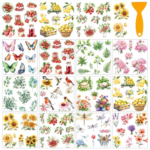 AHANDMAKER 12 Blatt Pflanzenblumen Transferaufkleber Zum Aufreiben Schmetterling Fensterdekoration Vogel Möbelaufkleber Für Zuhause Schule Büro Dekoration DIY Bastelbedarf AHANDMAKER 12 Blatt Pflanzenblumen Transferaufkleber Zum Aufreiben Schmetterling Fensterdekoration Vogel Möbelaufkleber Für Zuhause Schule Büro Dekoration DIY Bastelbedarf von AHANDMAKER