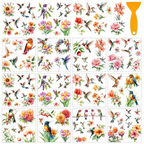 AHANDMAKER 12 Blatt Rub On Transfer Aufkleber Mit Kolibri Motiv Blumen Fensteraufkleber Haftet Wohndekor Aufkleber Für Kinderzimmer Kommode Glas Porzellan 5.5x5.5" AHANDMAKER 12 Blatt Rub On Transfer Aufkleber Mit Kolibri Motiv Blumen Fensteraufkleber Haftet Wohndekor Aufkleber Für Kinderzimmer Kommode Glas Porzellan 5.5x5.5" von AHANDMAKER