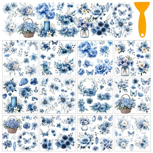 AHANDMAKER 12 Blatt Rub On Transfer Für Bastelarbeiten Blaue Blumen Rub On Transfer Aufkleber Rub On Aufkleber Für Holzmöbel DIY Basteln 5.5 x 5.5 Zoll AHANDMAKER 12 Blatt Rub On Transfer Für Bastelarbeiten Blaue Blumen Rub On Transfer Aufkleber Rub On Aufkleber Für Holzmöbel DIY Basteln 5.5 x 5.5 Zoll von AHANDMAKER