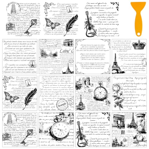 AHANDMAKER 12 Blatt Vintage Rub On Transfer Aufkleber Retro Poesie Schmetterling Rose Uhr Gitarren Fensterdekoration Für Zuhause Schule Dekoration Bastelbedarf AHANDMAKER 12 Blatt Vintage Rub On Transfer Aufkleber Retro Poesie Schmetterling Rose Uhr Gitarren Fensterdekoration Für Zuhause Schule Dekoration Bastelbedarf von AHANDMAKER