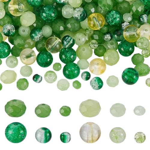 AHANDMAKER 12 Stil Kristallglasperlen 360 Stück Jade Imitationsglasperlen Rondelle Kristallglasperlen Zur Schmuckherstellung Armbänder Halsketten Ohrringe (Grün) von AHANDMAKER