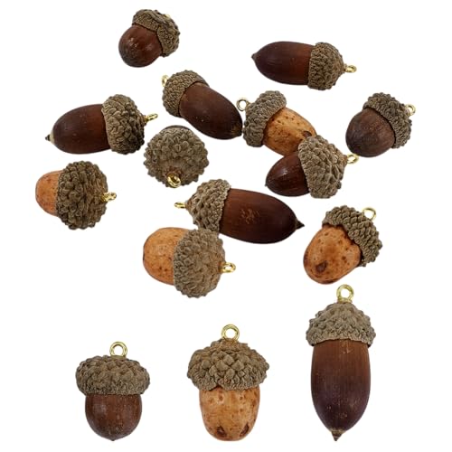 AHANDMAKER 12 Stück Eichel Anhänger In 3 Größen Anhänger Mit Naturnüssen Und Schlaufen Thanksgiving Herbstthema Eicheln Charm Zur Schmuckherstellung Halsketten Ohrringe von AHANDMAKER