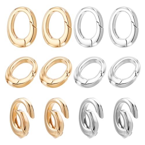 AHANDMAKER 12 Stück Ovaler Karabinerhaken 2 Farben Anhängerverschluss 14 Karat Vergoldet Federclips Halskettenverstärkung Federtorringe Verbinder Zur Schmuckherstellung 12x9x3mm von AHANDMAKER