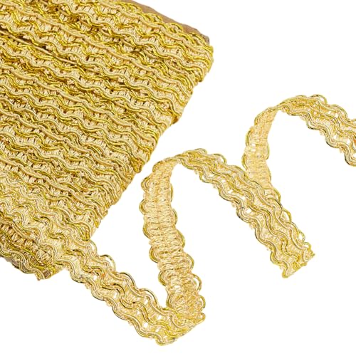 AHANDMAKER 11 Meter Gold Gimp Zopf Borte 13 mm Metallisch Geflochtener Spitzenbesatz Gewebter Gimp Zopfbesatz Aus Polyester Verzierung Für Heimwerkerarbeiten Kostüme Nähen Vorhänge Zubehör von AHANDMAKER