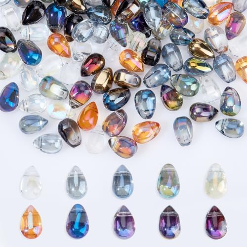 AHANDMAKER 120 STK. tropfenförmige Glasanhänger, 10 Farben, geeignet für Ketten, Armbänder, Ohrringe AHANDMAKER 120 STK. tropfenförmige Glasanhänger, 10 Farben, geeignet für Ketten, Armbänder, Ohrringe von AHANDMAKER