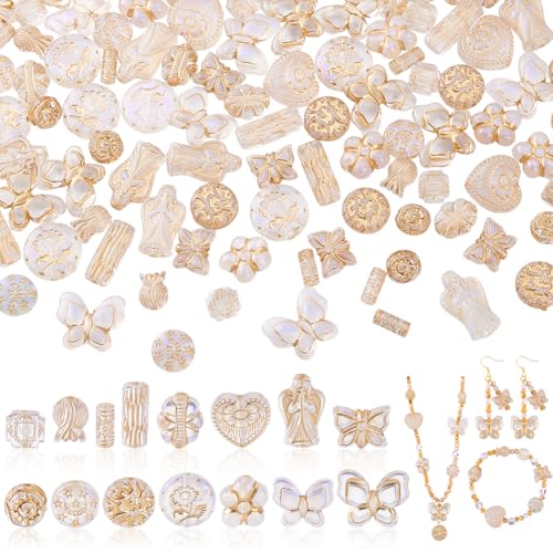 AHANDMAKER 120 Stück 15 Stile Vintage Acrylperlen Transparente Blumenblatt Acrylperlen Gemischte Form Vergoldete Böhmische Ästhetische Perlen Abstandshalter Für Die Schmuckherstellung AHANDMAKER 120 Stück 15 Stile Vintage Acrylperlen Transparente Blumenblatt Acrylperlen Gemischte Form Vergoldete Böhmische Ästhetische Perlen Abstandshalter Für Die Schmuckherstellung von AHANDMAKER