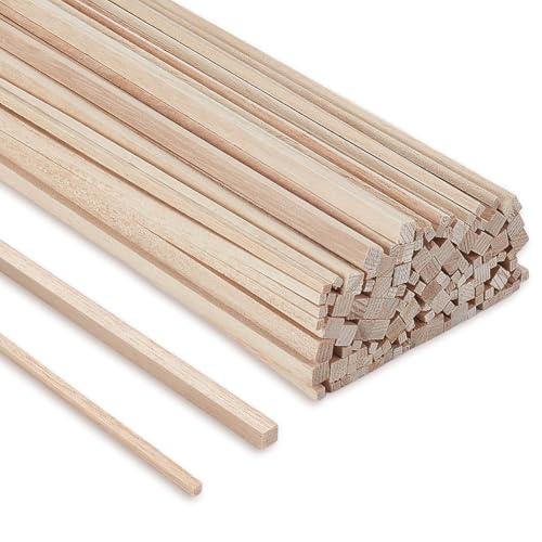 AHANDMAKER 120 Stück Quadratische Holzdübel 2 Größen 1/4 1/8 Zoll X 12 Zoll Lang Unbehandelte Holzstreifen Holzstäbchen Zum Basteln Für DIY Projekte Modellbau von AHANDMAKER