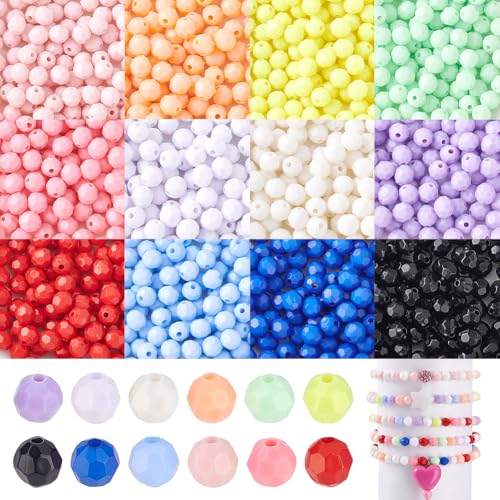 AHANDMAKER 1200 Stück Kristall-Acrylperlen, 12 Farben, 6 mm, runde facettierte Perlen, lose Abstandshalter, Großpackung für Armbänder, Schmuckherstellung, Basteln, Halsketten, Ohrringe von AHANDMAKER